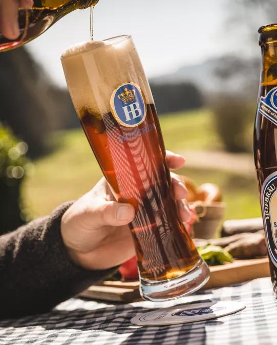 Black Weissbier in the Glass When Poured with Foam Head
